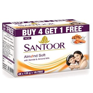 Santoor Sandal and Almond Milk Soap (Buy 4 Get 1 Free 125g each)